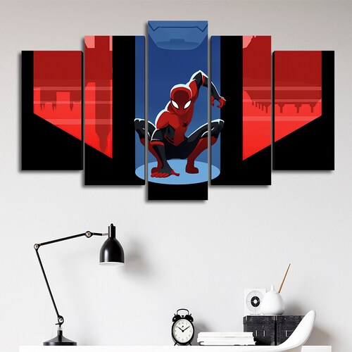 Cuadro Decorativo Spiderman Caricatura Marvel 100x60cm 5pzs Cuadros MX
