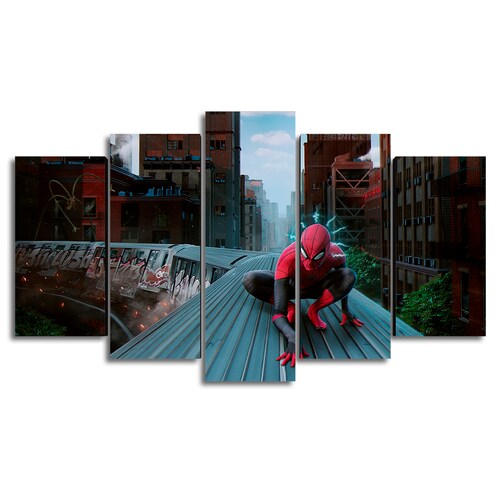 Cuadro Decorativo Spiderman Sentido Arácnido Marvel 100x60cm 5pzs Cuadros MX