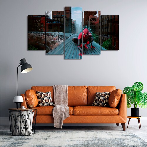Cuadro Decorativo Spiderman Sentido Arácnido Marvel 100x60cm 5pzs Cuadros MX