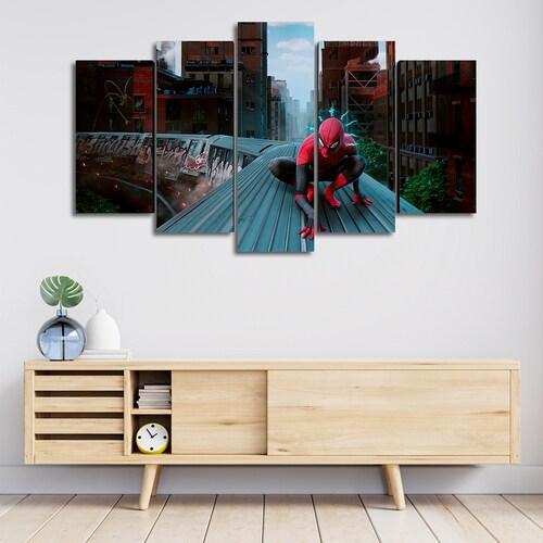 Cuadro Decorativo Spiderman Sentido Arácnido Marvel 100x60cm 5pzs Cuadros MX