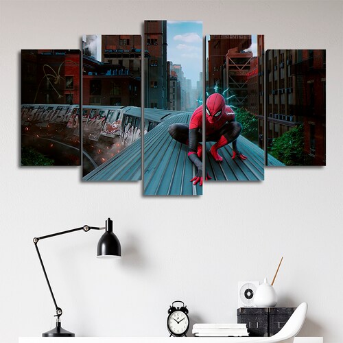 Cuadro Decorativo Spiderman Sentido Arácnido Marvel 100x60cm 5pzs Cuadros MX