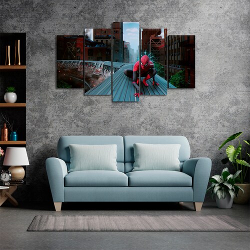 Cuadro Decorativo Spiderman Sentido Arácnido Marvel 100x60cm 5pzs Cuadros MX