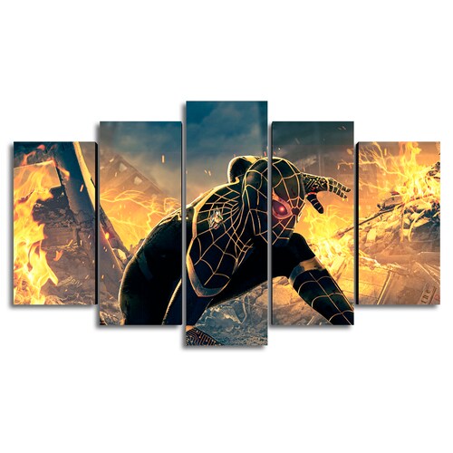 Cuadro Decorativo Spiderman NWH Traje Negro/Dorado Digital Art Marvel 100x60cm 5pzs Cuadros MX