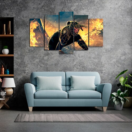 Cuadro Decorativo Spiderman NWH Traje Negro/Dorado Digital Art Marvel 100x60cm 5pzs Cuadros MX