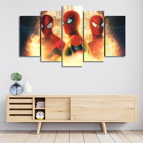 Cuadro Decorativo Spiderman Spiderverse Marvel 100x60cm 5pzs Cuadros MX