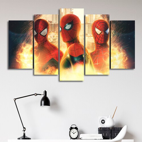 Cuadro Decorativo Spiderman Spiderverse Marvel 100x60cm 5pzs Cuadros MX