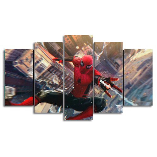 Cuadro Decorativo Spiderman Lanzando Telaraña Marvel 100x60cm 5pzs Cuadros MX