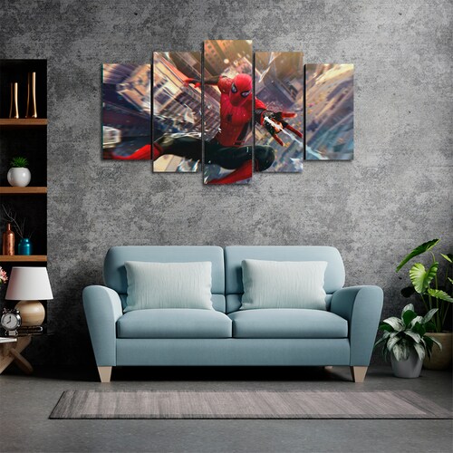 Cuadro Decorativo Spiderman Lanzando Telaraña Marvel 100x60cm 5pzs Cuadros MX