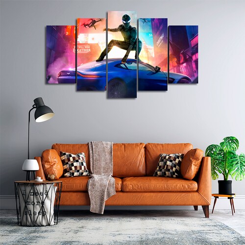 Cuadro Decorativo Spiderman Lejos de Casa Traje Negro Marvel 100x60cm 5pzs Cuadros MX