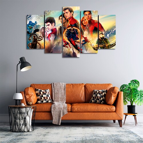 Cuadro Decorativo Spiderman No Way Home Collage Digital Art Marvel 100x60cm 5pzs Cuadros MX