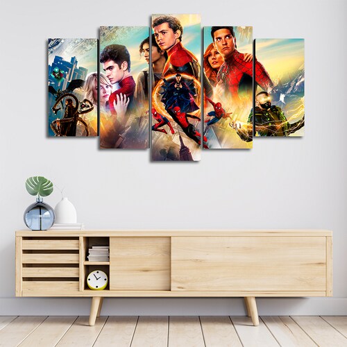 Cuadro Decorativo Spiderman No Way Home Collage Digital Art Marvel 100x60cm 5pzs Cuadros MX