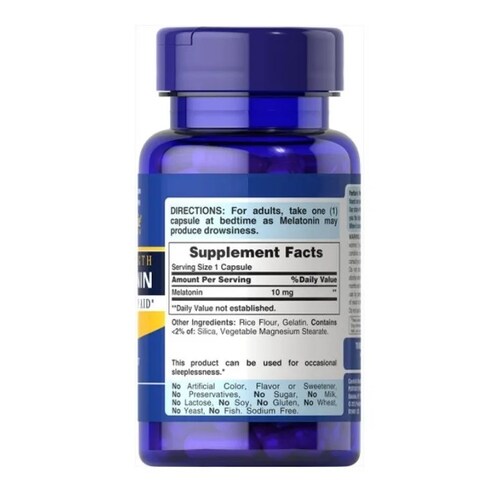 Melatonina Puritans Pride 10mg Descanso Profundo Dormir Bien 60 cápsulas 