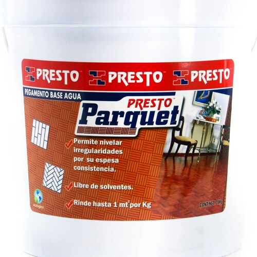 PEGAMENTO PARA PISO PRESTO PARQUET BASE AGUA CUBETA 18 KG
