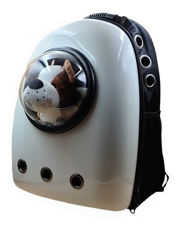 Mochila Transportadora Transpirable Para Mascotas Me3180 Blanco