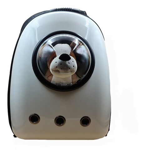 Mochila Transportadora Transpirable Para Mascotas Me3180 Blanco