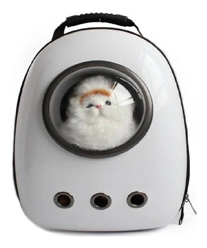 Mochila Transportadora Transpirable Para Mascotas Me3180 Blanco