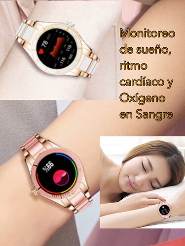 Reloj Inteligente Mujer Smartwatch De Lujo Llamadas Bluetooth Más Correa