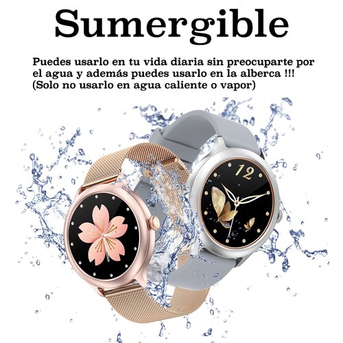  Smartwatch para Dama IP 68 Natacion, Notificaciones Oxigeno en Sangre, frecuencia Cardiaca, Ciclo Femenino, para iPhone y Android 2 Correas