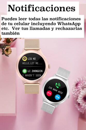  Smartwatch para Dama IP 68 Natacion, Notificaciones Oxigeno en Sangre, frecuencia Cardiaca, Ciclo Femenino, para iPhone y Android 2 Correas