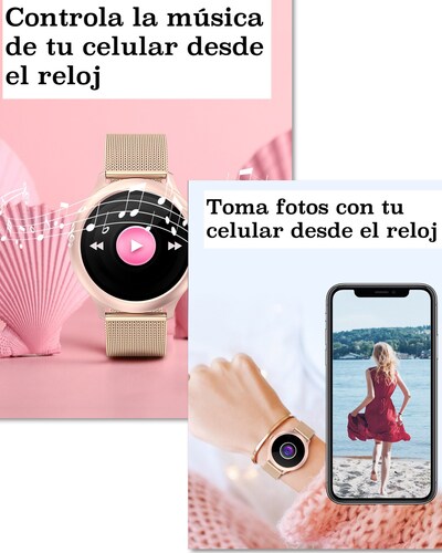  Smartwatch para Dama IP 68 Natacion, Notificaciones Oxigeno en Sangre, frecuencia Cardiaca, Ciclo Femenino, para iPhone y Android 2 Correas