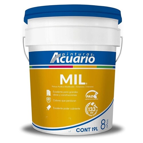 Pintura Int/Ext Cover Mil 8 Años Acuario 19 Lt Blanco Mate V100090	