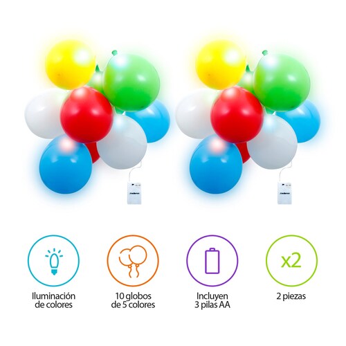 2 Series de Luces LED de Colores para Exteriores con Globos (3.24 m c/u) Redlemon