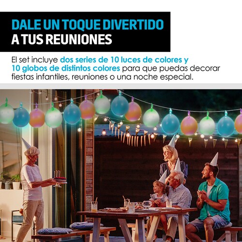 2 Series de Luces LED de Colores para Exteriores con Globos (3.24 m c/u) Redlemon