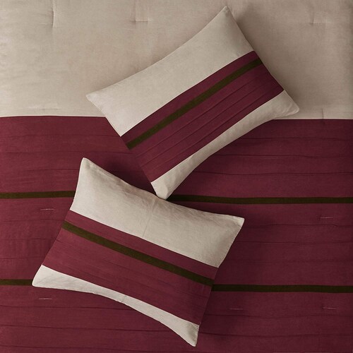 Edredon Rojo Madison Park Set 4 Piezas Matrimonial Elegante y Comodo Oferta 