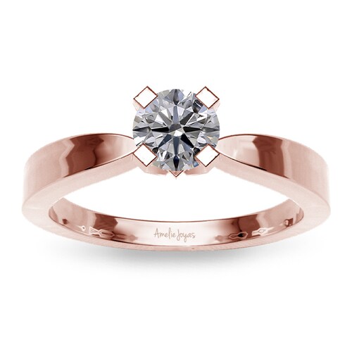Anillo de Compromiso con 15 puntos Diamante Natural Certificado Oro 14K Amelie Joyas
