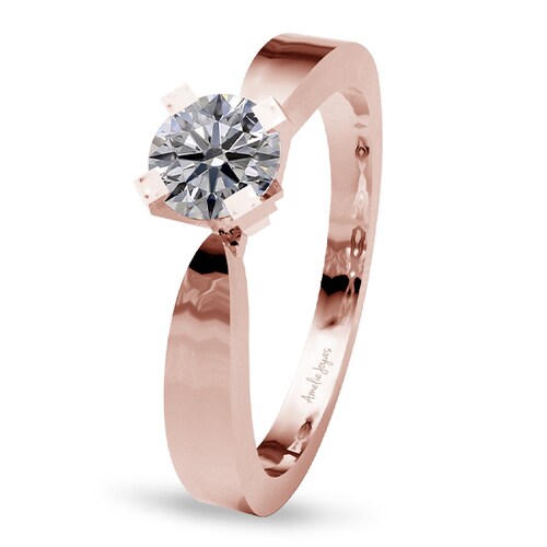 Anillo de Compromiso con 15 puntos Diamante Natural Certificado Oro 14K Amelie Joyas