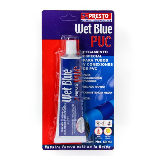 Pegamento para tuberias color azul -wet blue TUBO 60 ml