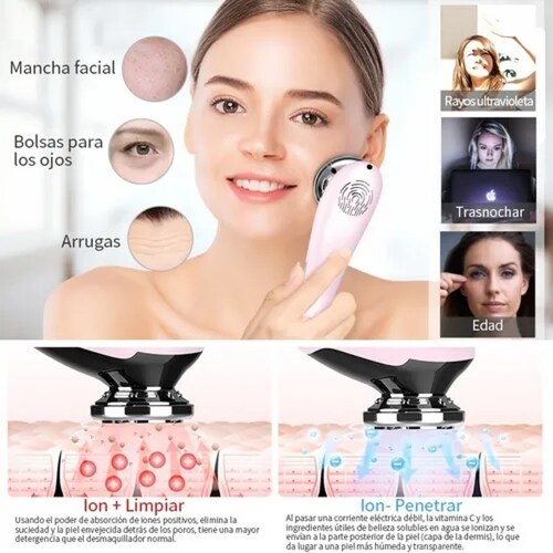 Masajeador Facial Ultrasónico Anlan 5 En 1 Ems Rosa
