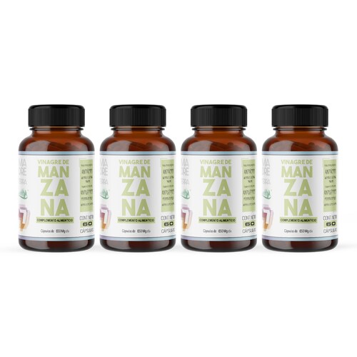 Vinagre de Manzana Orgánico 100% Puro 4 Pzas