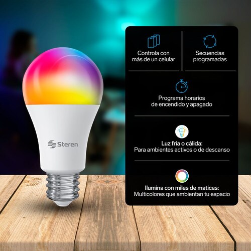 Contacto Wi-Fi, Multicontacto y 2 Focos Smart Home Steren Haz Tu Casa Smart PK-SH-01CL