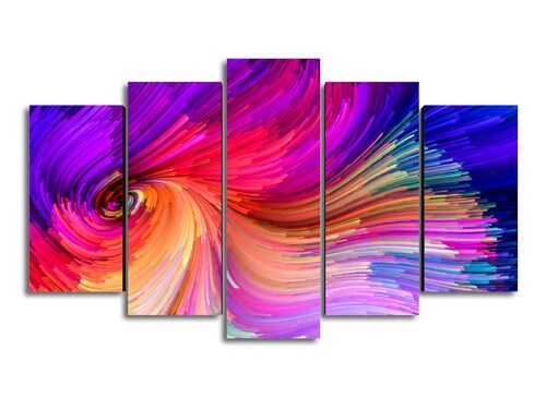 Cuadro Decorativo Abstracto Moderno Colores Vortex 100x60cm 5pzs Cuadros MX