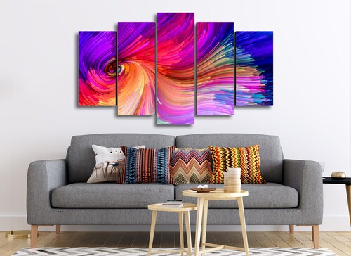 Cuadro Decorativo Abstracto Moderno Colores Vortex 100x60cm 5pzs Cuadros MX