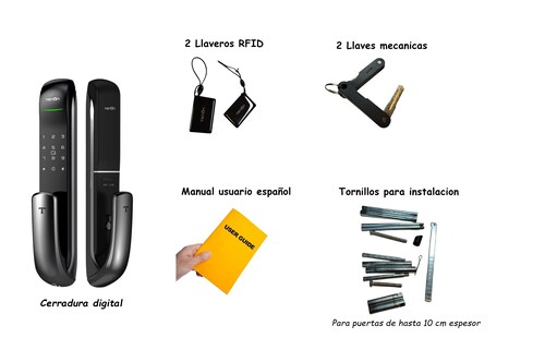 Cerradura Digital Tenon A3 UV (huella, tarjeta, clave y llaves)