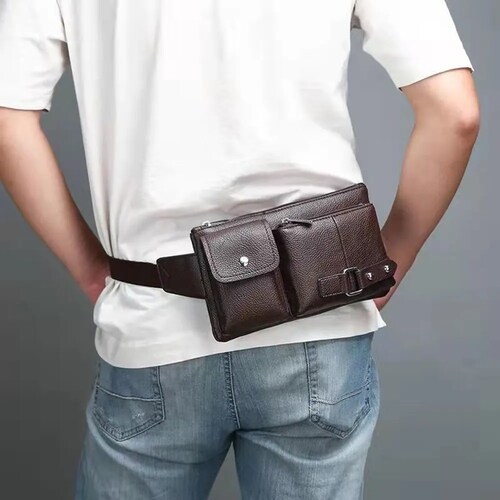 Cangurera Impermeable Mochila Riñonera Casual Vinipiel Multiusos NEGRO