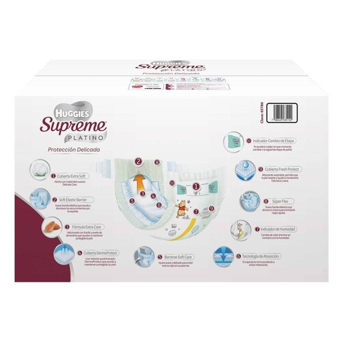 Pañales Etapa 4 Huggies Supreme Platino Unisex 84 piezas