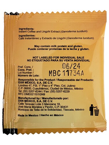 Café Instantáneo DXN 2 En 1 Lingzhi Coffe con Ganoderma 20 Sobres.