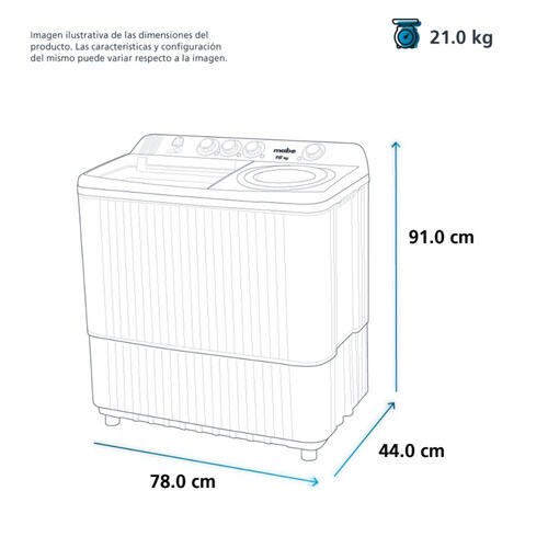 Lavadora Mabe semi-automática LMDX1123PBAB0 