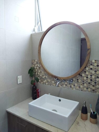 Espejo Redondo De Parota Premium, Espejo de Pared- 100 Cm