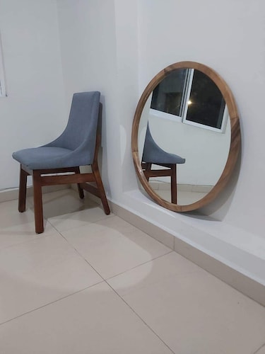 Espejo Redondo De Parota Premium, Espejo de Pared- 100 Cm