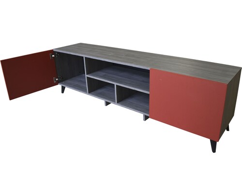  Mueble para TV de 80"Europa  Minimalista e Inteligente Hogare Gris Rojo