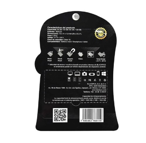 Memoria Micro SD Blackpcs Clase10 32 GB Negro NEGRO CAMARA DEPORTE CEL ALMACENAMIENTO TARJETA MAC