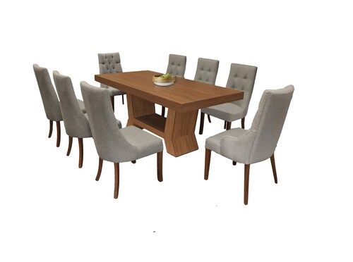 Antecomedor 6 Sillas 2 Sillones Iroan Nogal - Kessa.