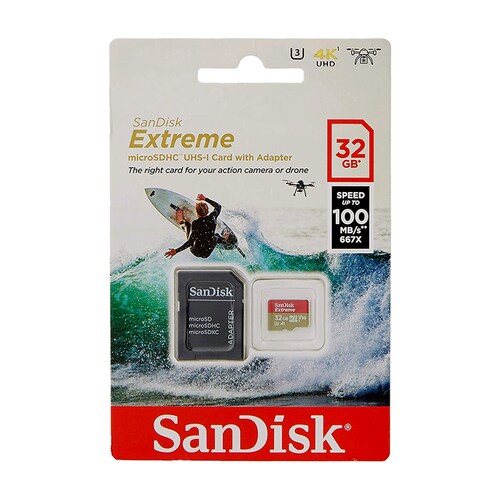 Tarjeta Memoria Sandisk Extreme 32GB Original Compatible GoPro Cámaras Deportivas Clase 10 A1 V30 U3 100mb/s