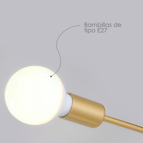 Lampara de techo estilo industrial hierro forjado minimalista gold 6 luces