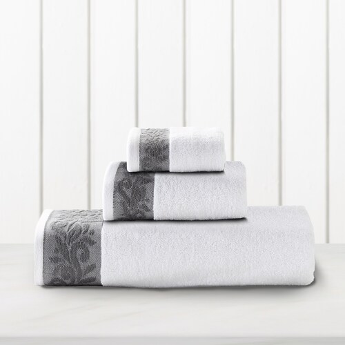 Set de 3 Toallas Algodon lisas con senefa jacquard