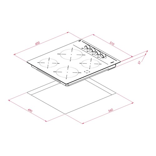 PARRILLA ELÉCTRICA VITROCERÁMICA MODULAR TEKA TBC 64000 XFL BK 60 CM (24") CONTROL TÁCTIL.